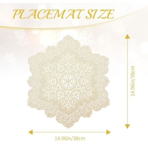 BACKTOEDEN Light Gold Round Placemats Set of 6 Washable Wipeable Heat Resistant - Picture 2 of 8
